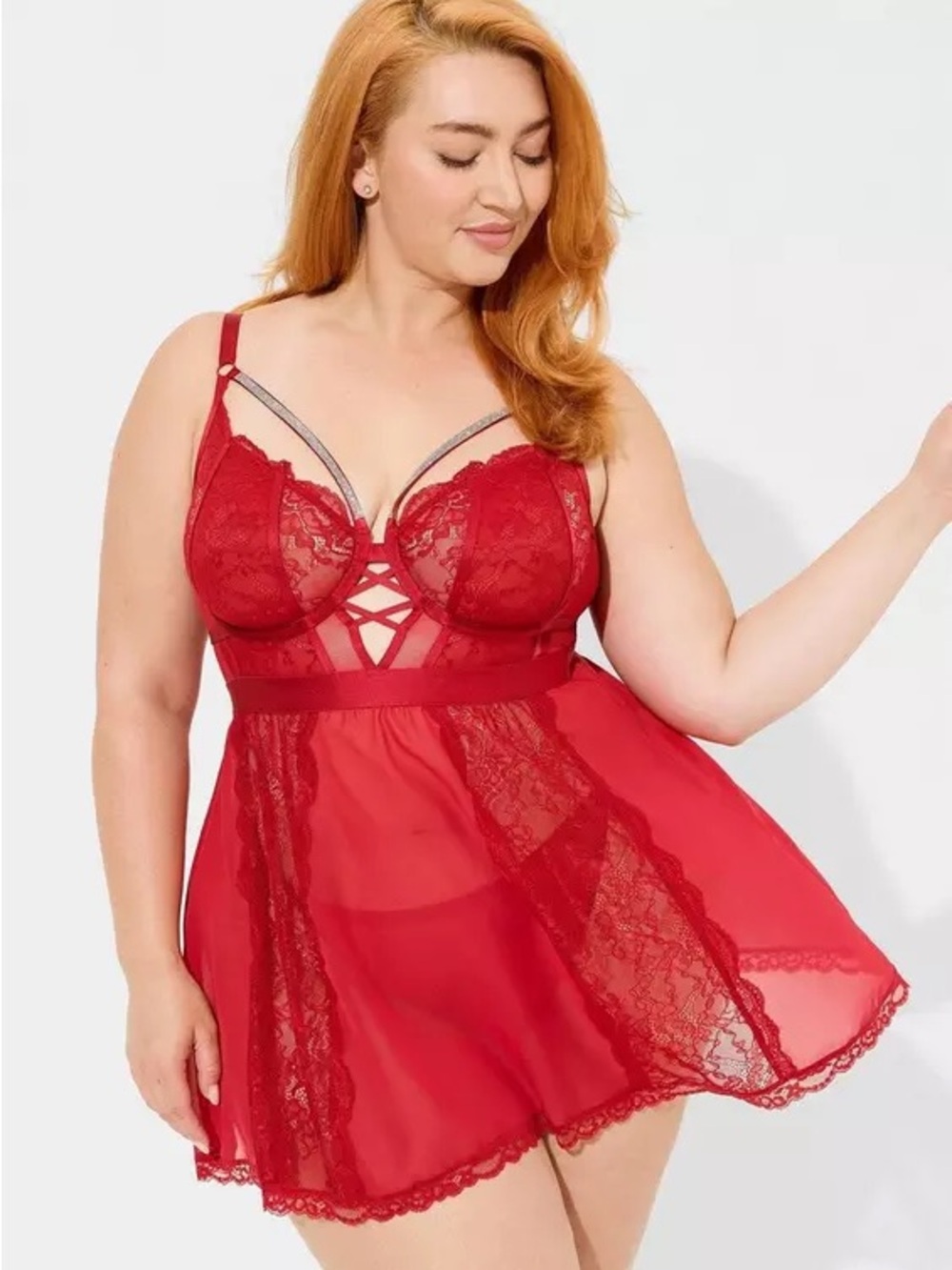 Torrid Diamante Lace Underwire Babydoll Size 1X